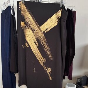 Donna Karan Black Skirt with Gold Brushstroke